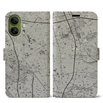 【草加（埼玉県）】地図柄iPhoneケース（手帳タイプ）