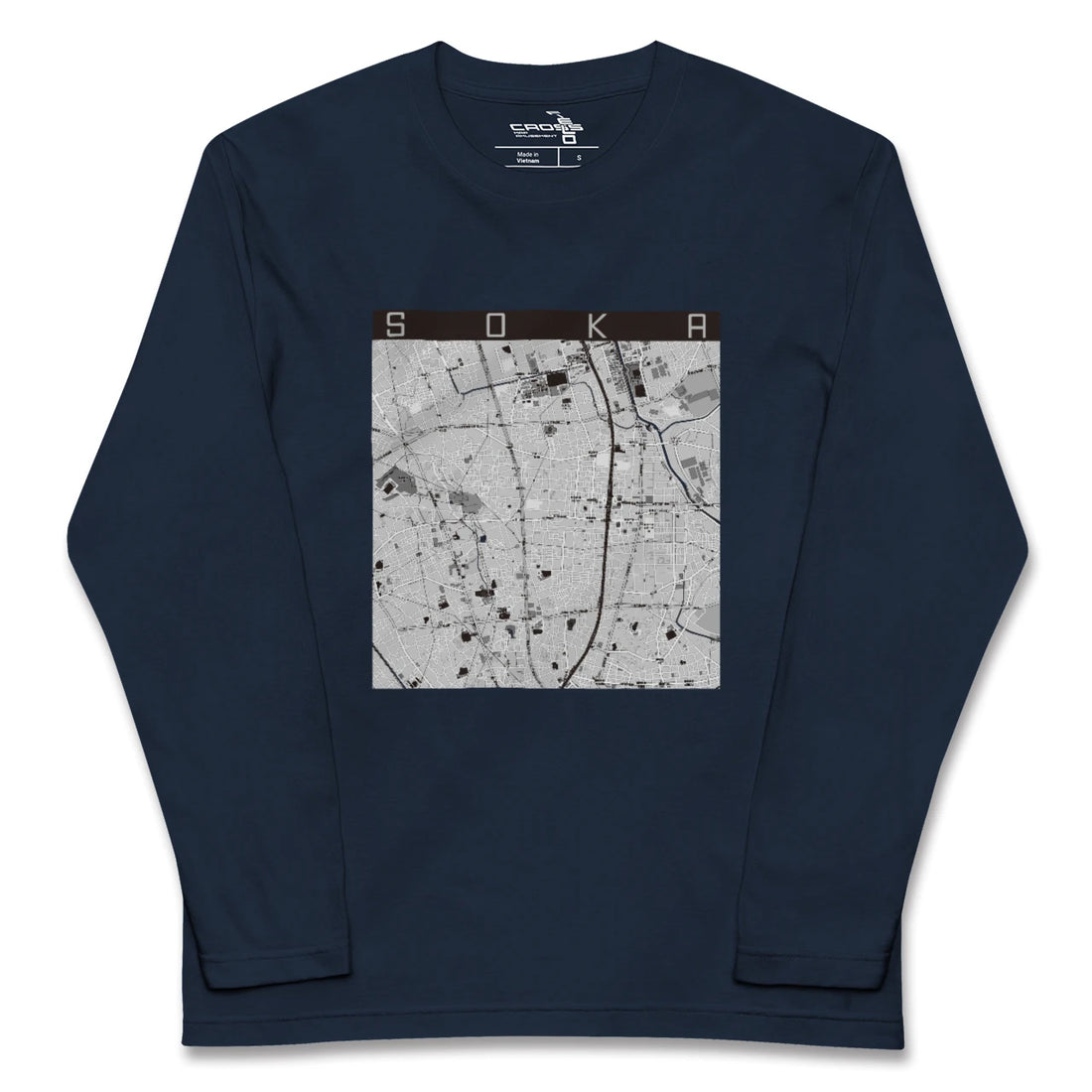 【草加（埼玉県）】地図柄ロングスリーブTシャツ