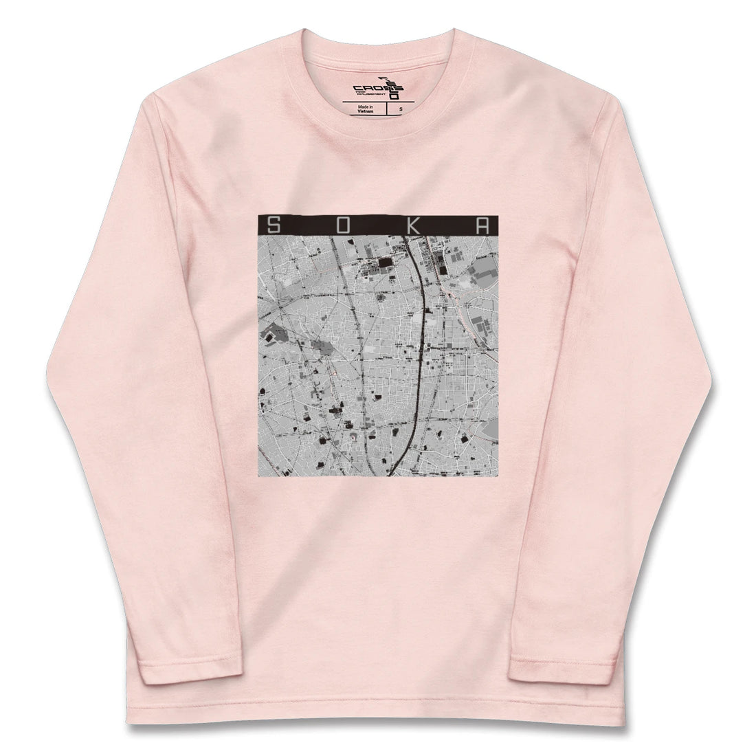 【草加（埼玉県）】地図柄ロングスリーブTシャツ