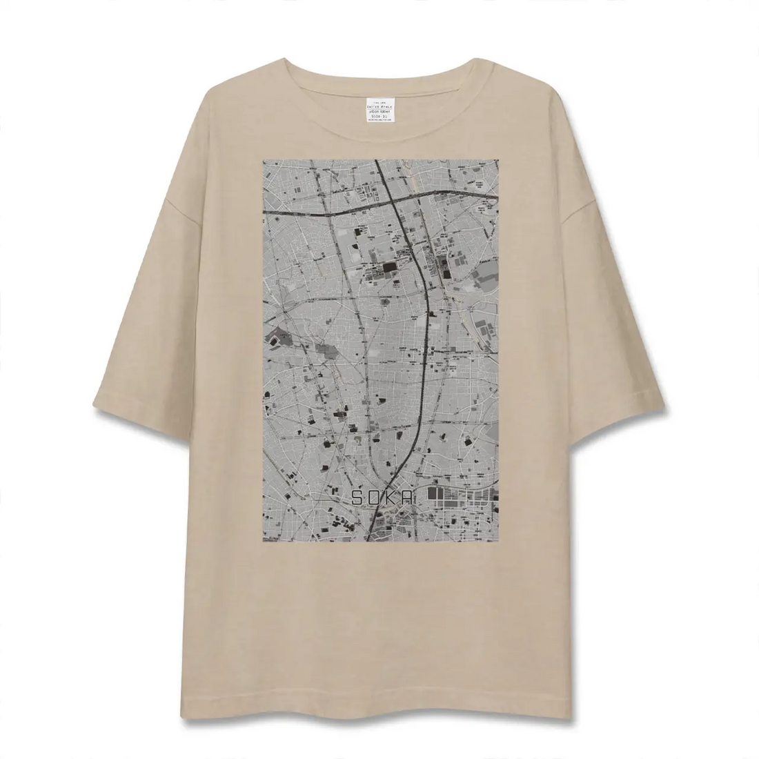 【草加(埼玉県)】地図柄ビッグシルエットTシャツ