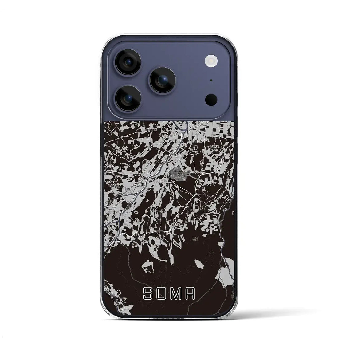 【相馬（青森県）】地図柄iPhoneケース（クリアタイプ）モノトーン・iPhone 17 Pro Max 用