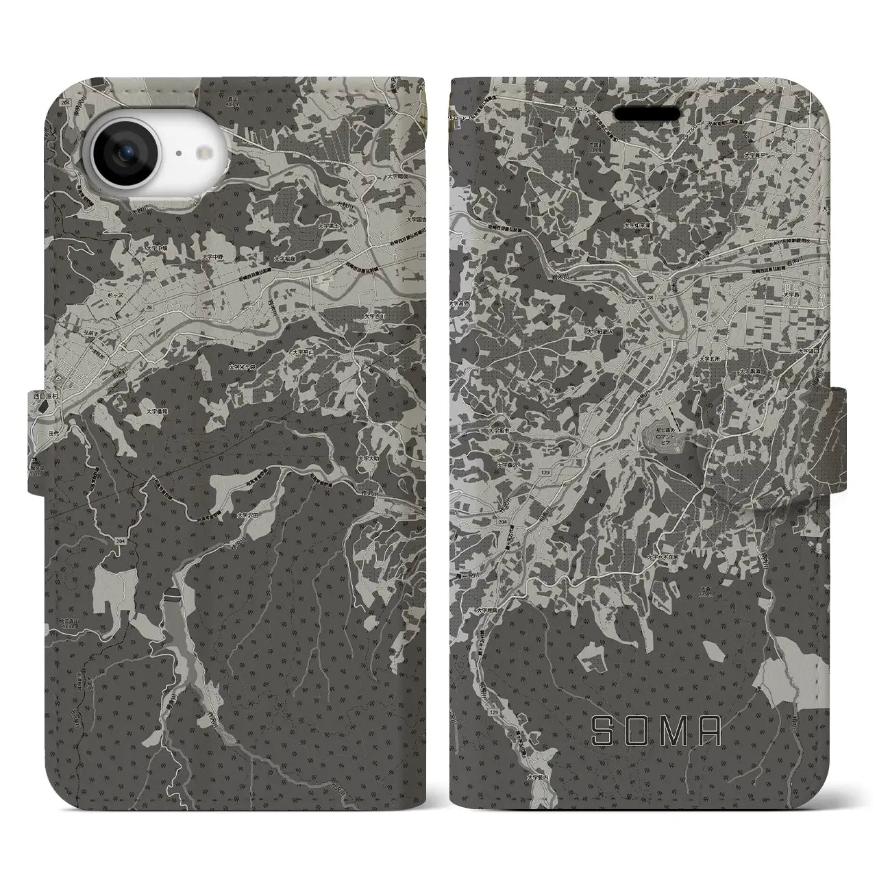 【相馬（青森県）】地図柄iPhoneケース（手帳タイプ）