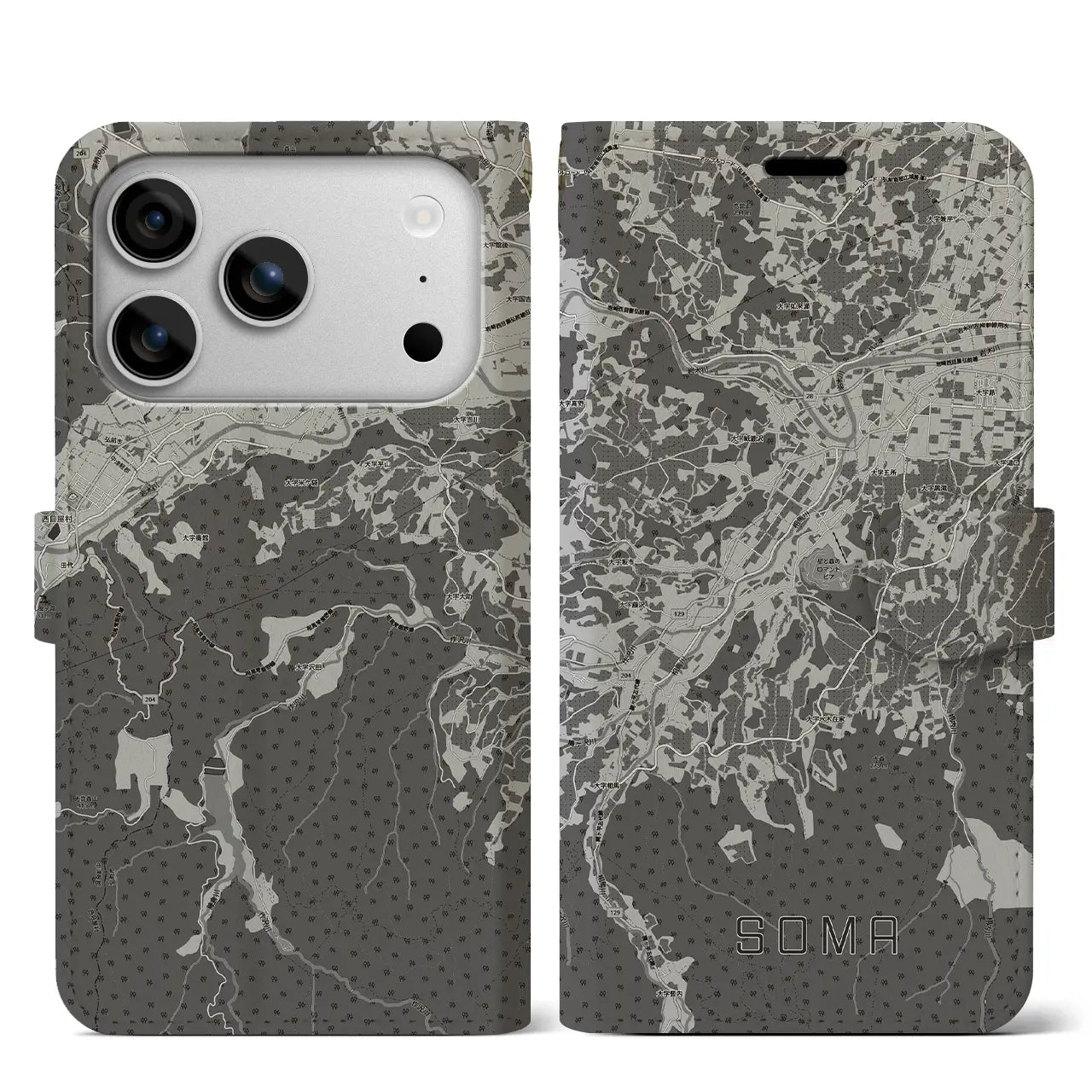 【相馬（青森県）】地図柄iPhoneケース（手帳タイプ）