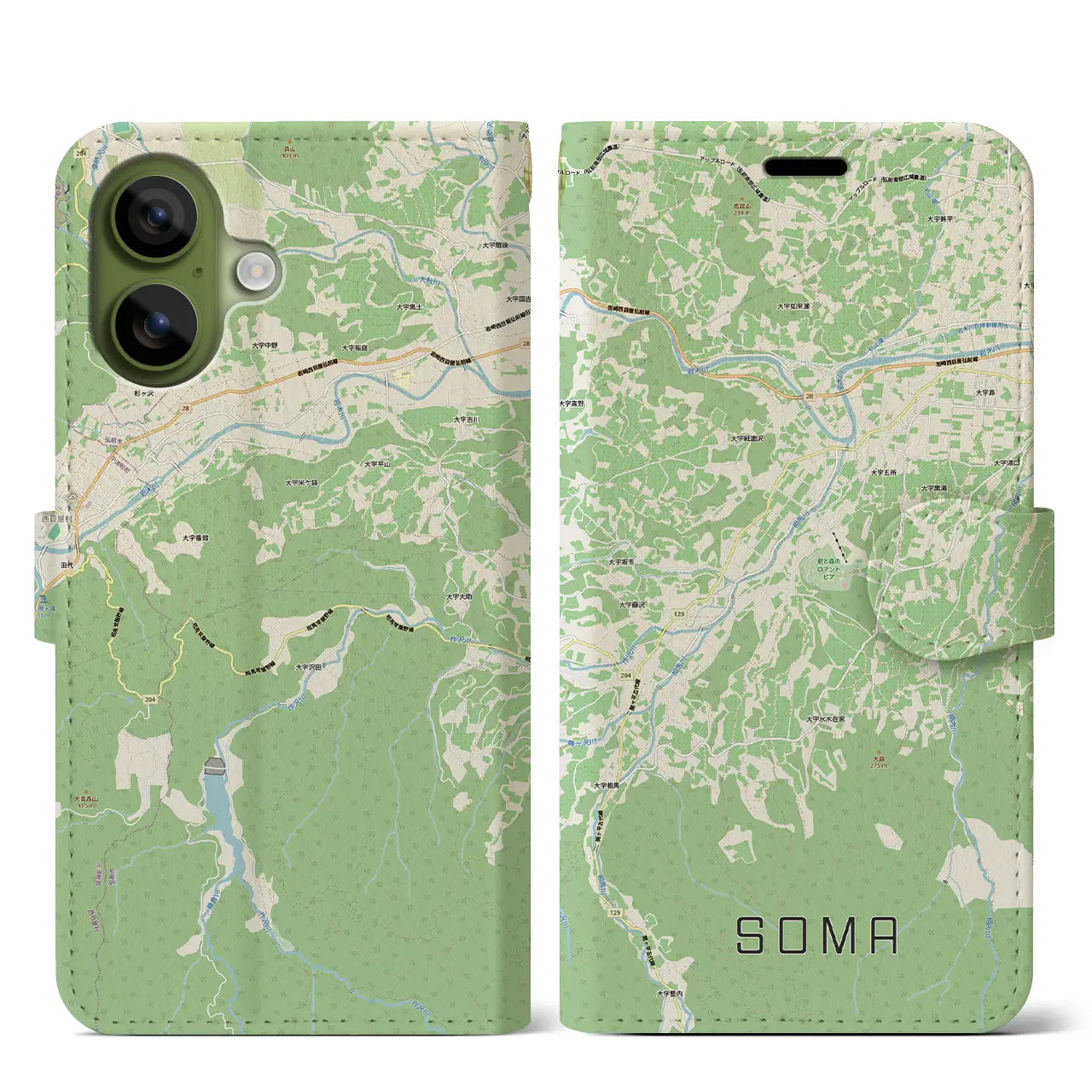 【相馬（青森県）】地図柄iPhoneケース（手帳タイプ）