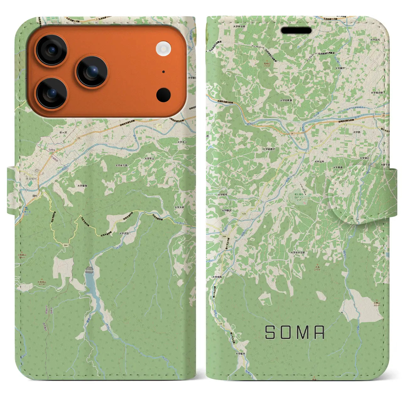 【相馬（青森県）】地図柄iPhoneケース（手帳タイプ）