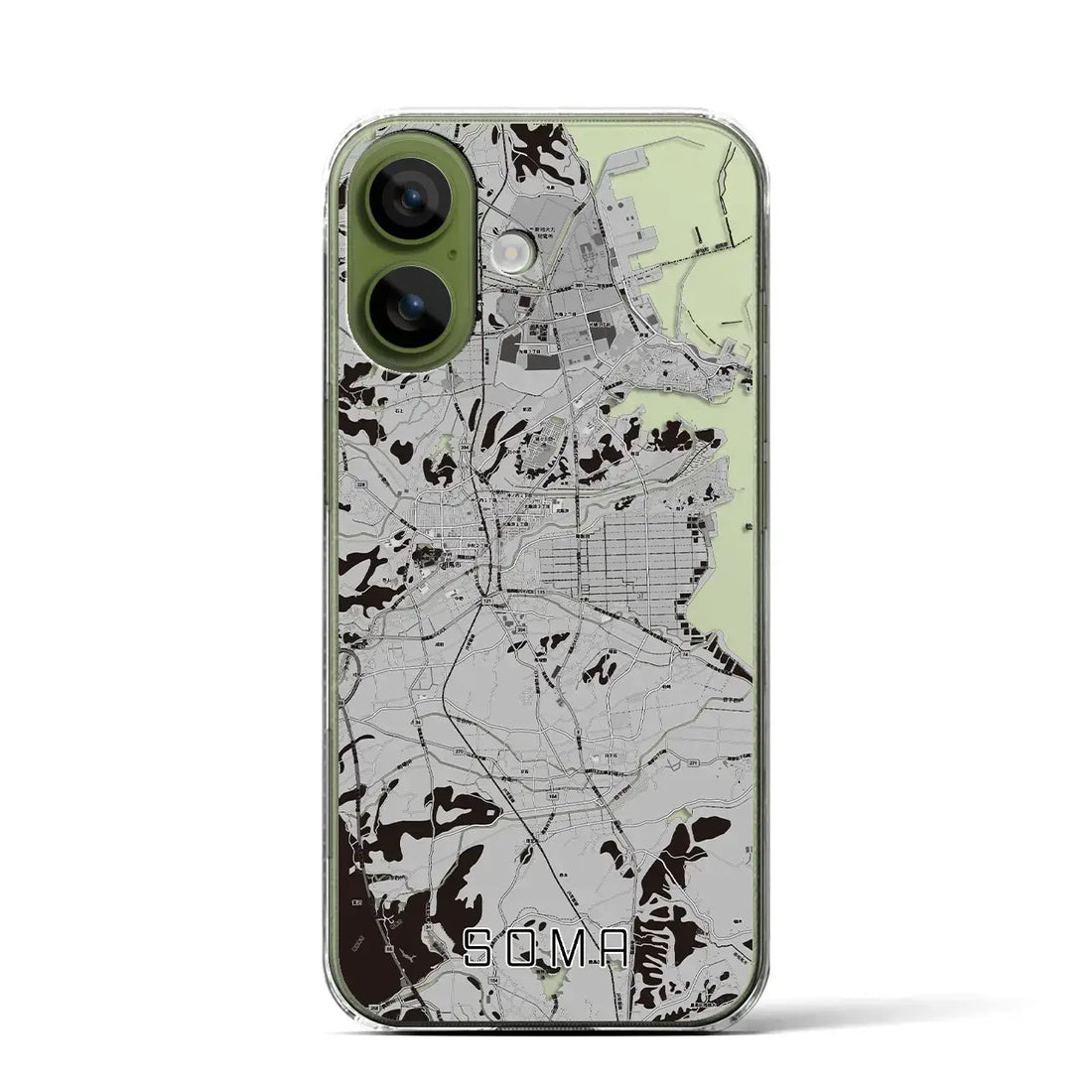 【相馬（福島県）】地図柄iPhoneケース（クリアタイプ）モノトーン・iPhone 17 Pro Max 用