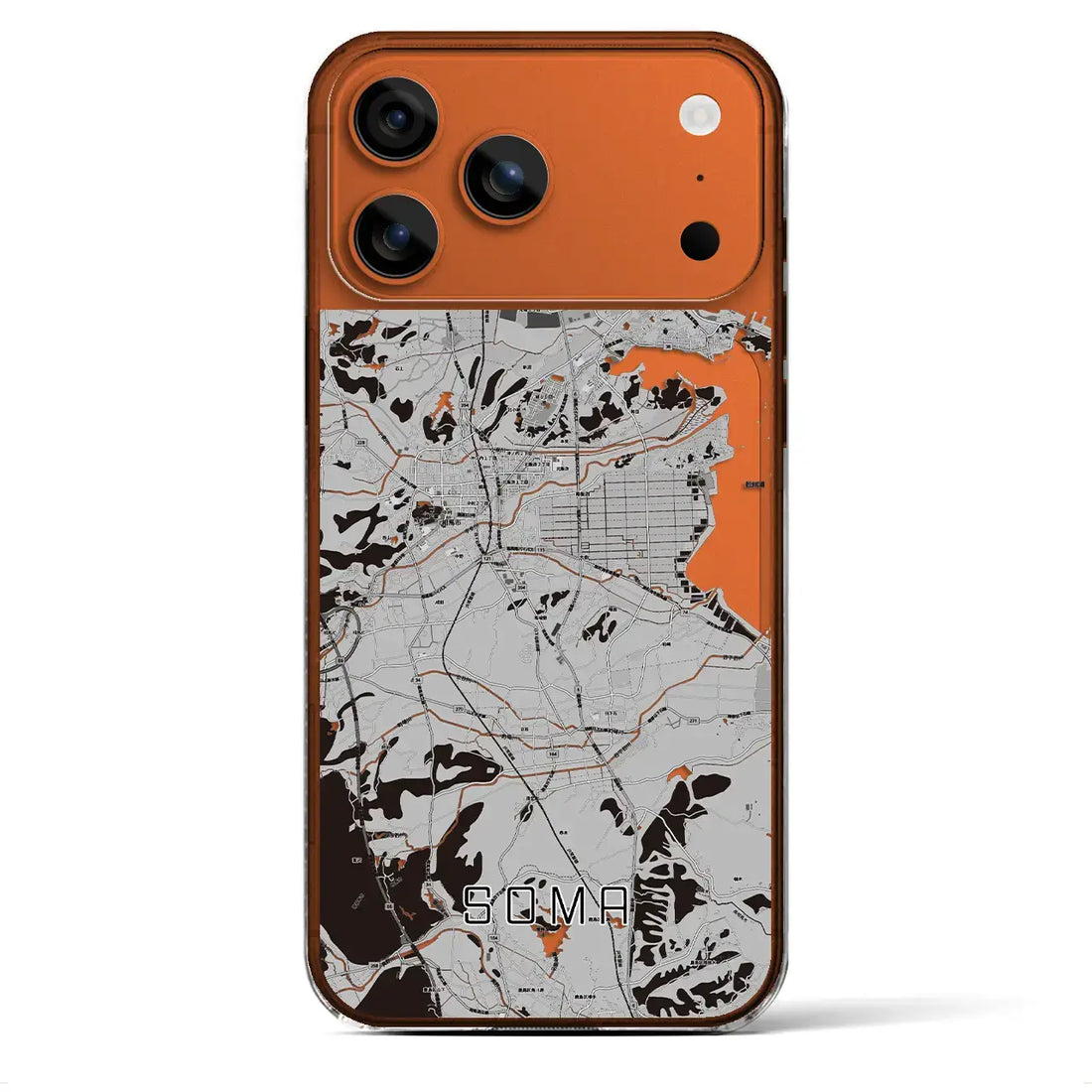 【相馬(福島県)】地図柄iPhoneケース(クリアタイプ)モノトーン・iPhone 17 Pro Max 用