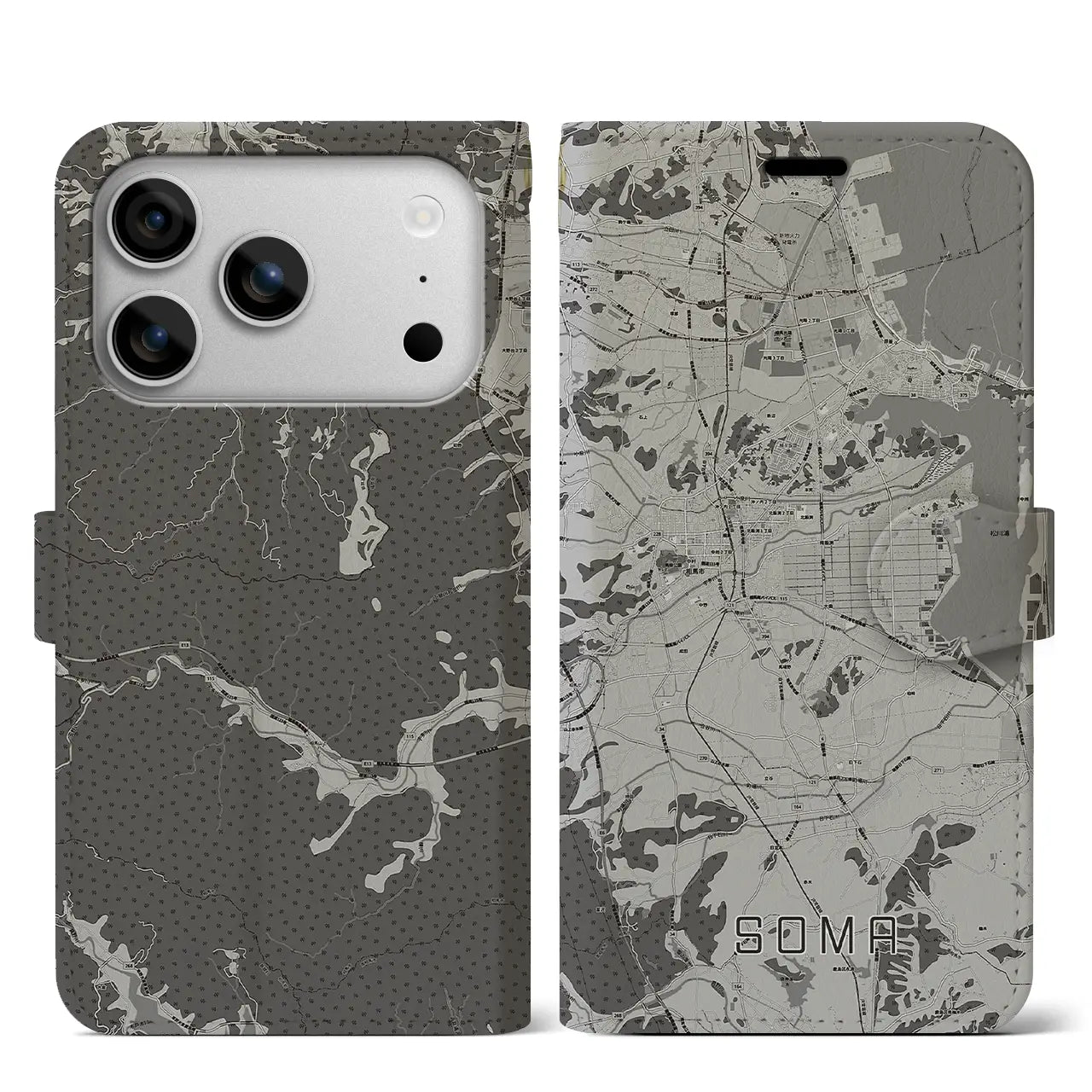 【相馬（福島県）】地図柄iPhoneケース（手帳タイプ）