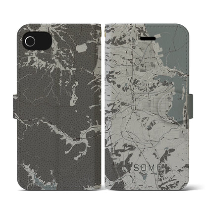 【相馬（福島県）】地図柄iPhoneケース（手帳タイプ）モノトーン・iPhone SE（第3 / 第2世代） / 8 / 7 / 6s / 6 用