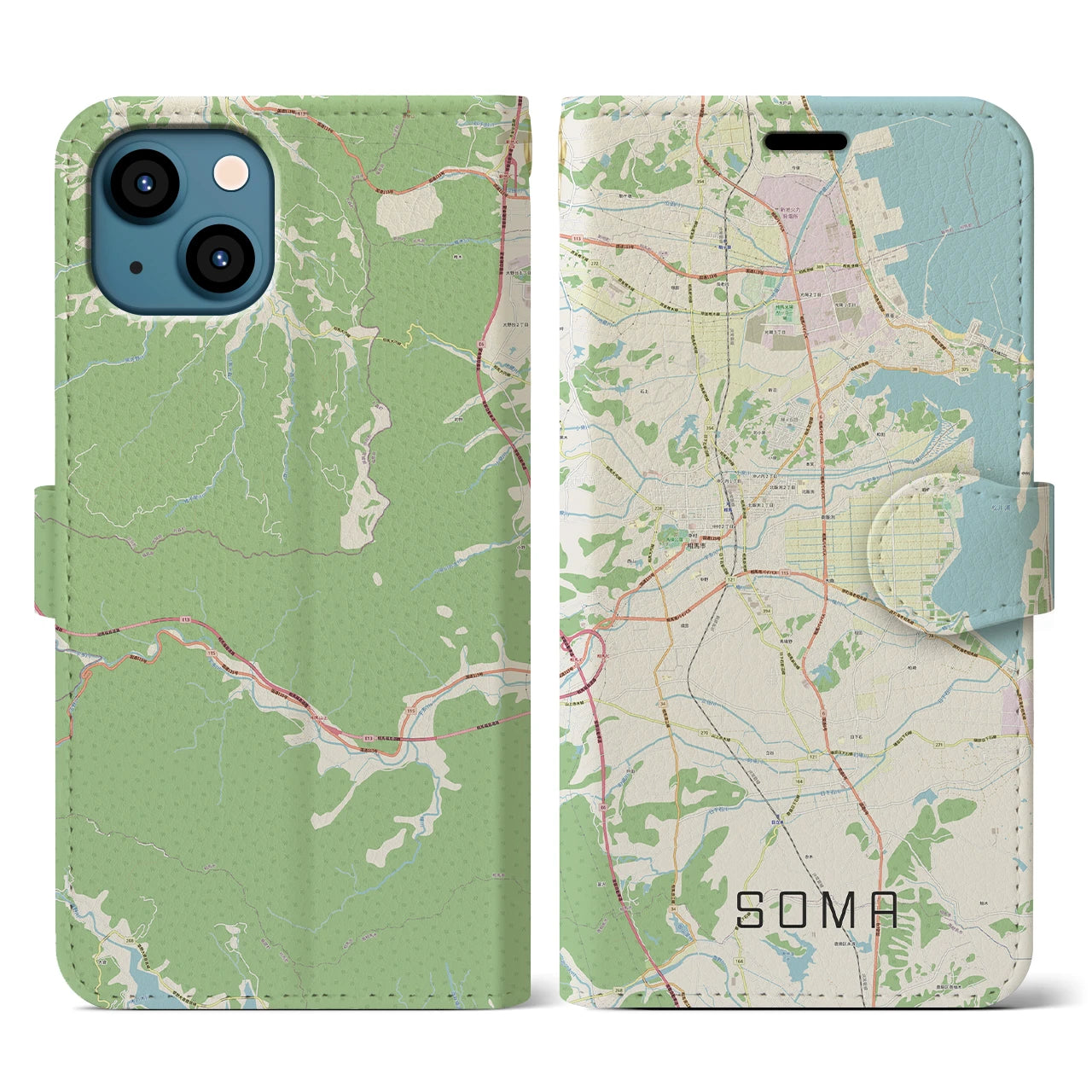 【相馬（福島県）】地図柄iPhoneケース（手帳タイプ）