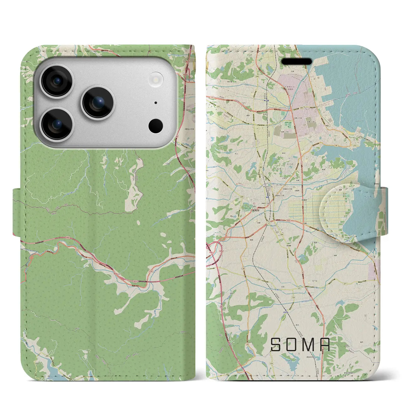 【相馬（福島県）】地図柄iPhoneケース（手帳タイプ）