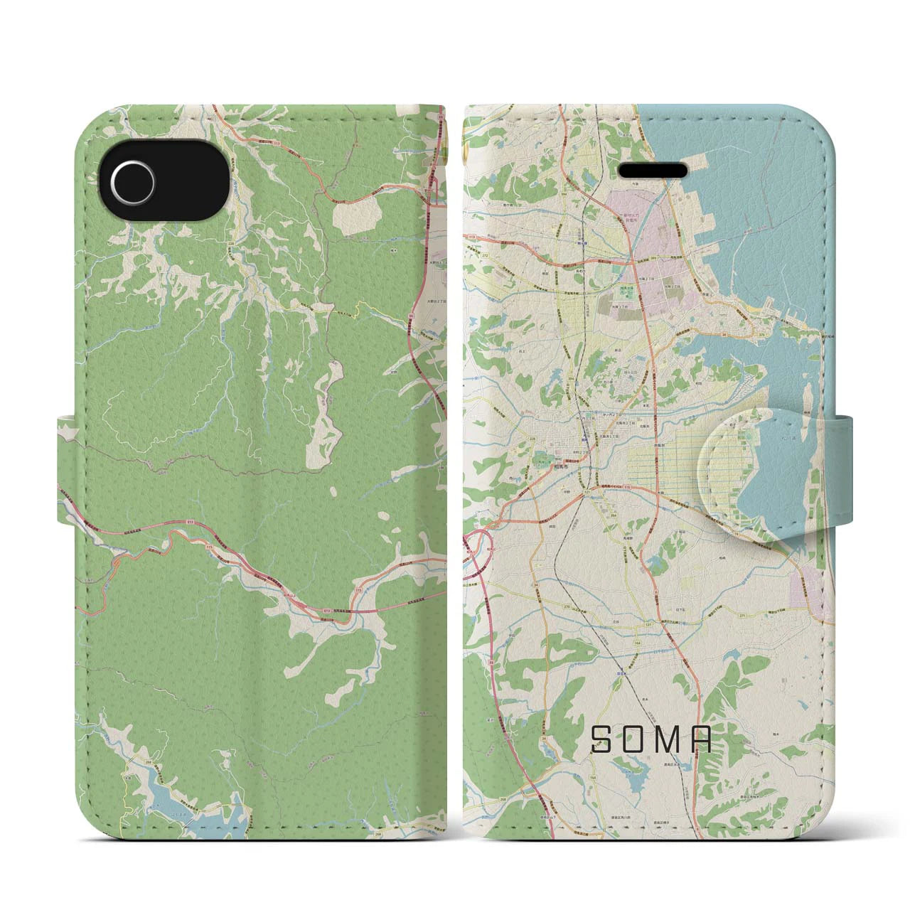 【相馬（福島県）】地図柄iPhoneケース（手帳タイプ）