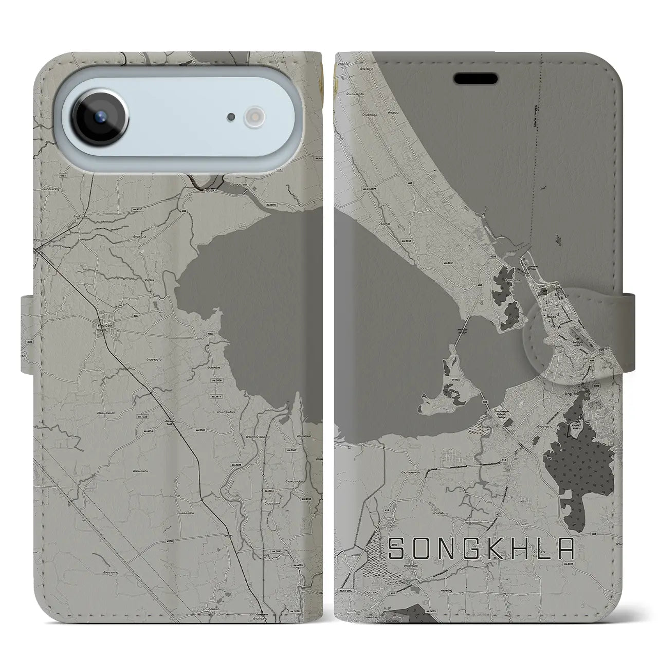 【ソンクラー（タイ）】地図柄iPhoneケース（手帳タイプ）