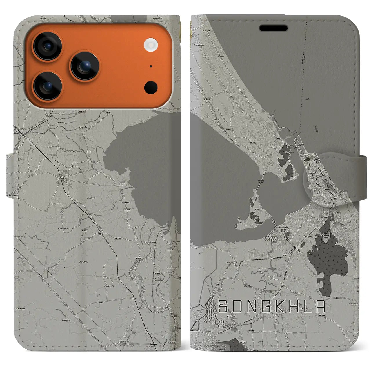 【ソンクラー（タイ）】地図柄iPhoneケース（手帳タイプ）