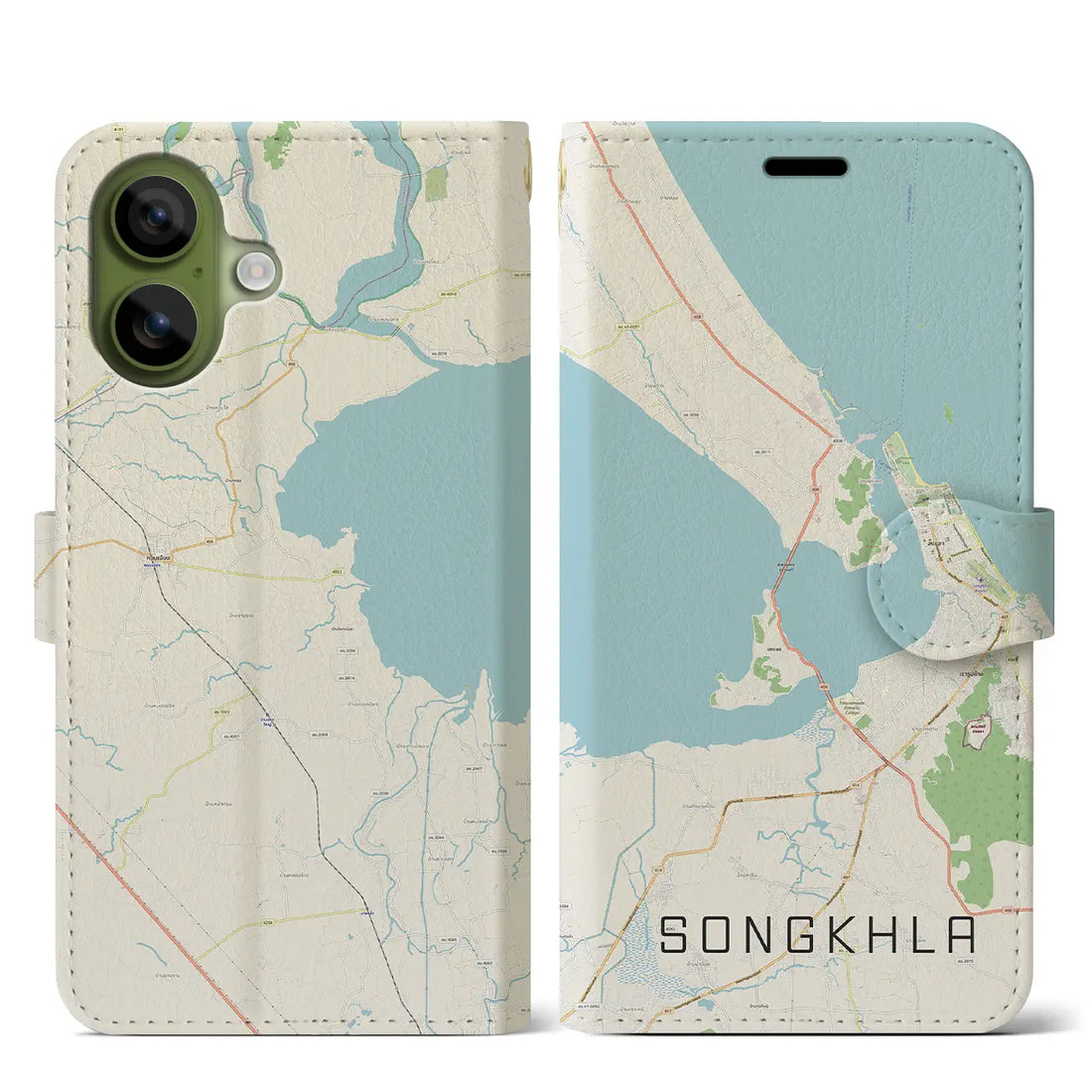 【ソンクラー（タイ）】地図柄iPhoneケース（手帳タイプ）ナチュラル・iPhone 17 Pro Max 用