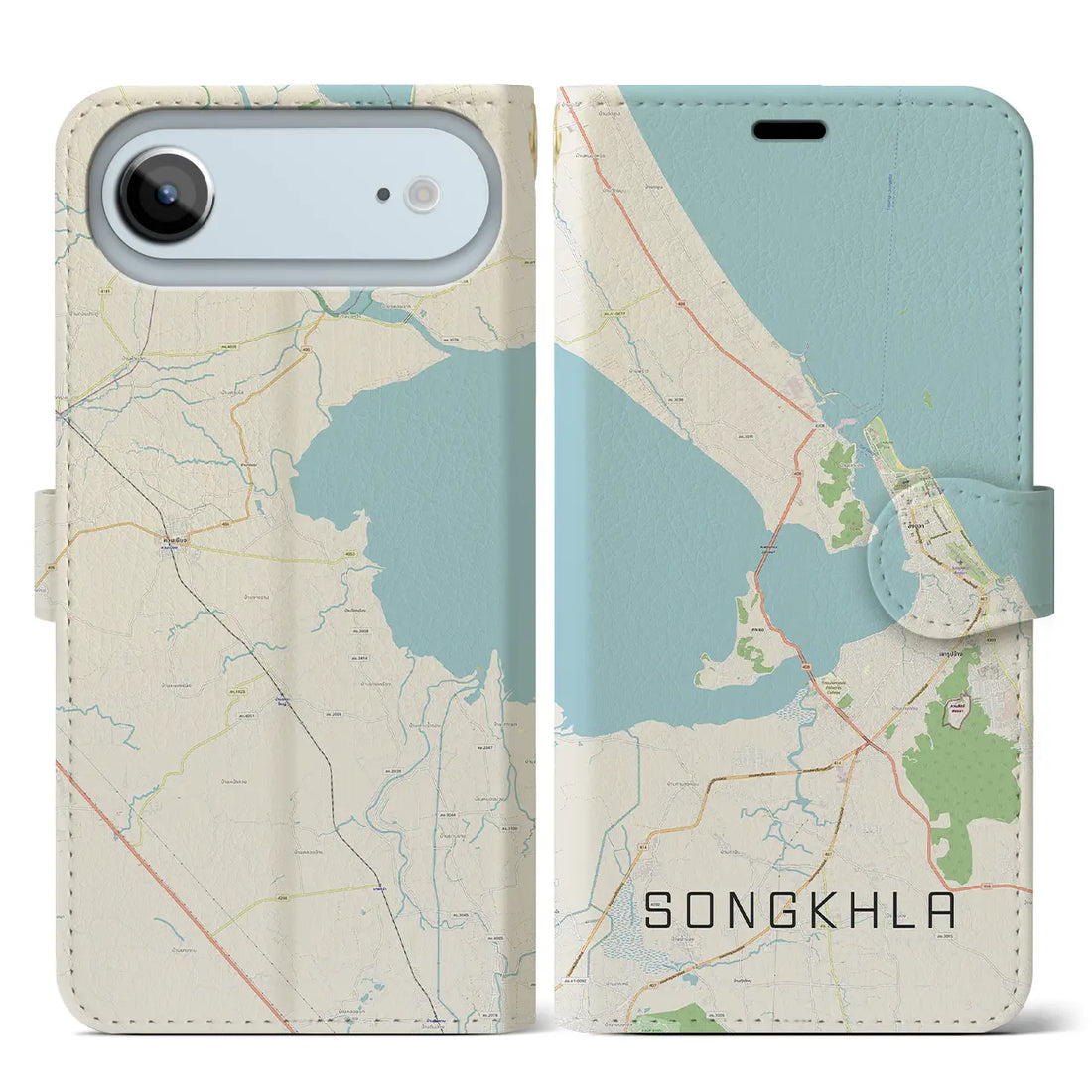 【ソンクラー(タイ)】地図柄iPhoneケース(手帳タイプ)モノトーン・iPhone 17 Pro Max 用