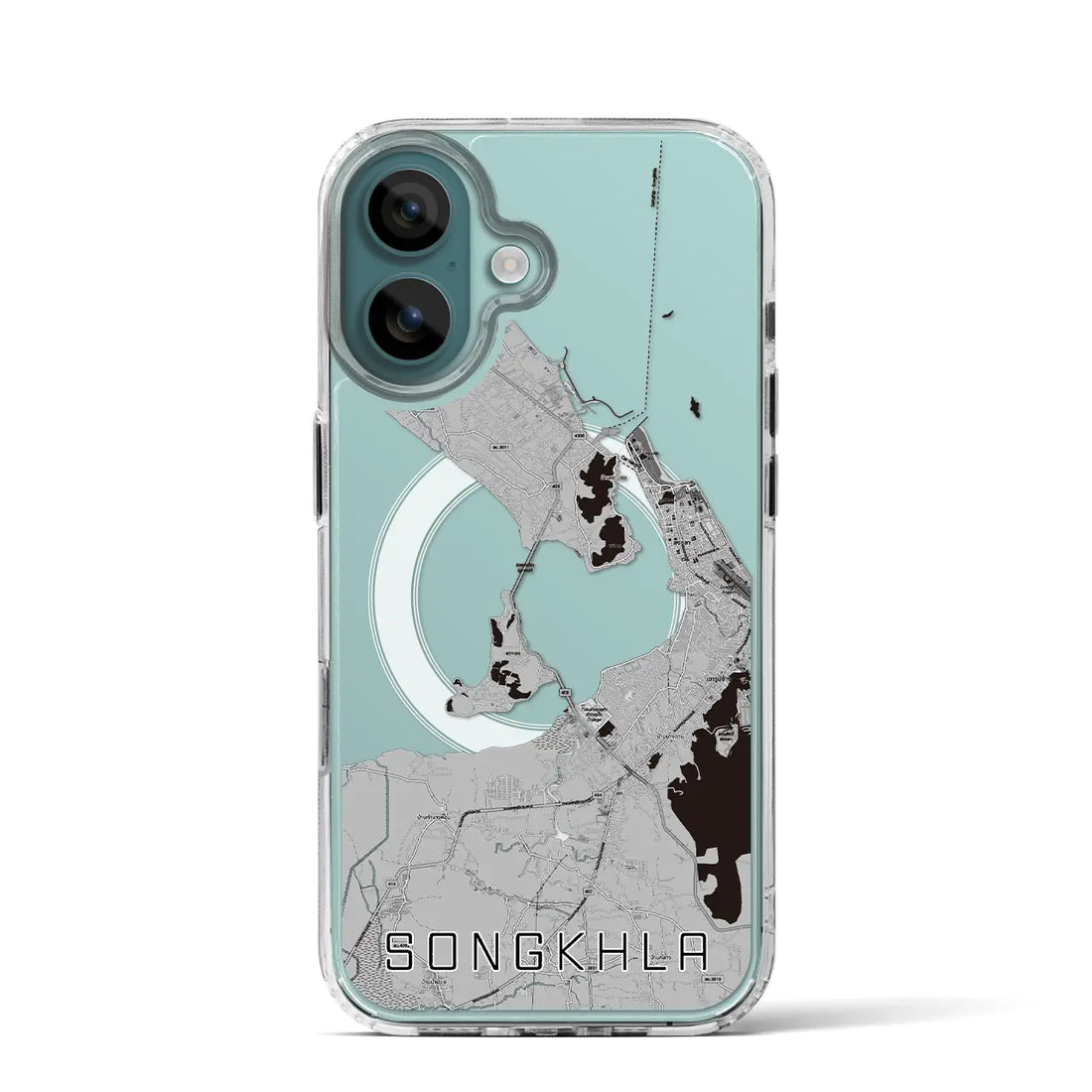 【ソンクラー(タイ)】地図柄iPhoneケース(MagSafeタイプ)モノトーン・iPhone 16 Pro 用