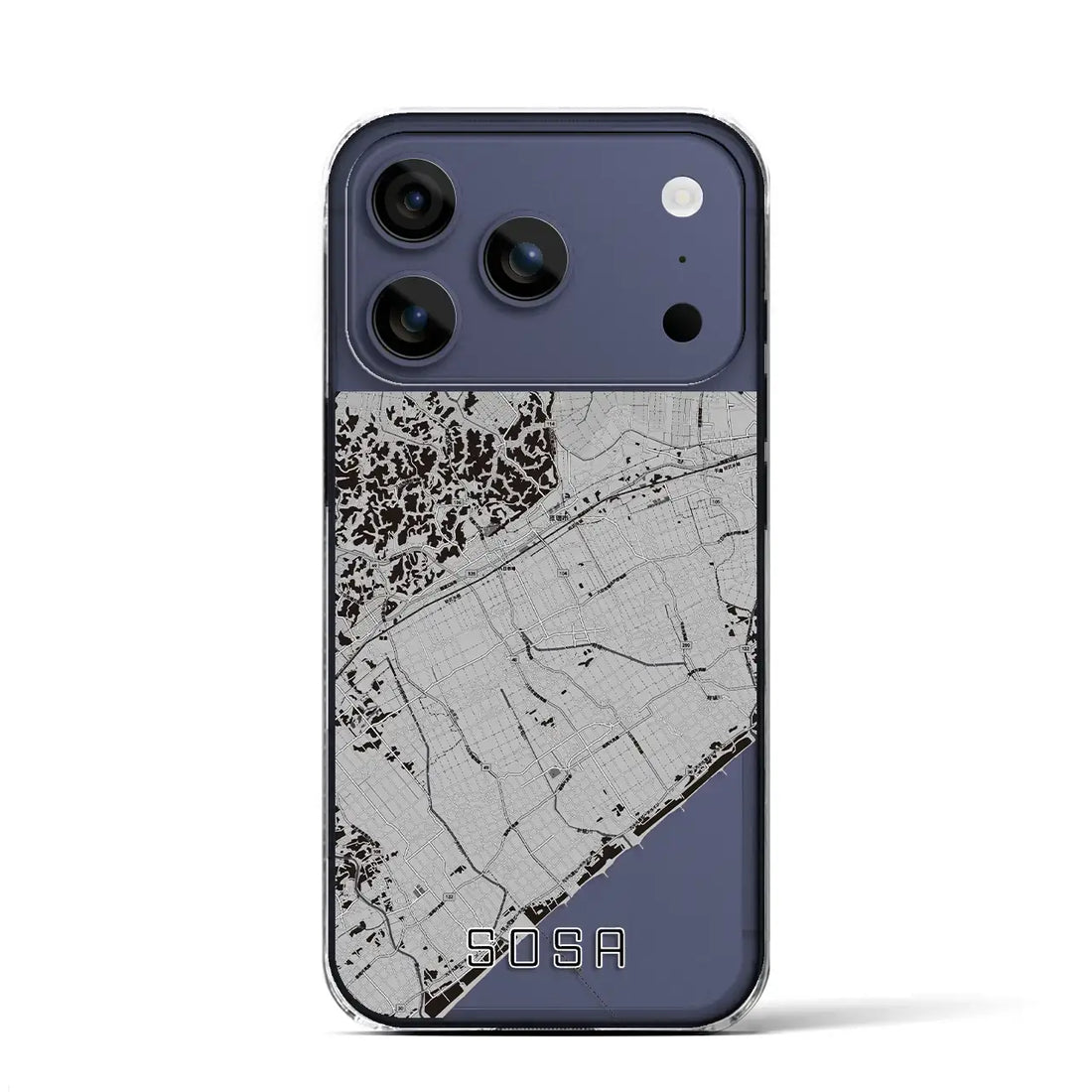 【匝瑳(千葉県)】地図柄iPhoneケース(クリアタイプ)モノトーン・iPhone 17 Pro Max 用