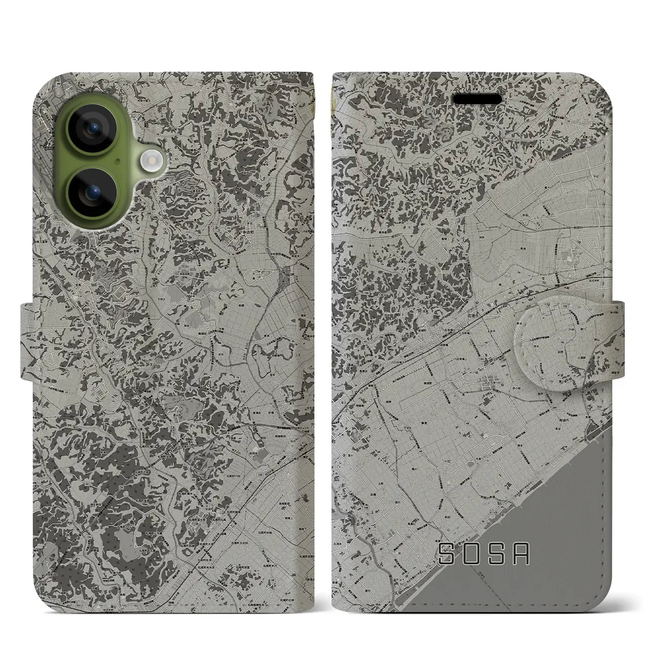 【匝瑳（千葉県）】地図柄iPhoneケース（手帳タイプ）