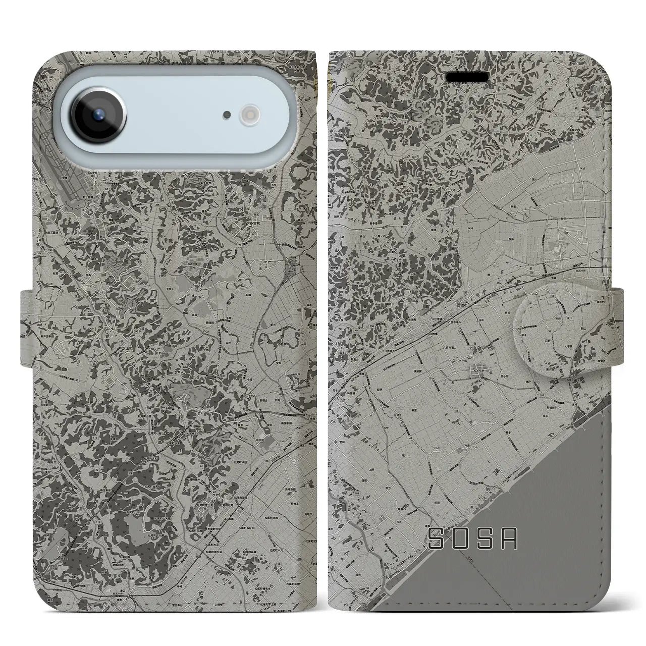 【匝瑳（千葉県）】地図柄iPhoneケース（手帳タイプ）