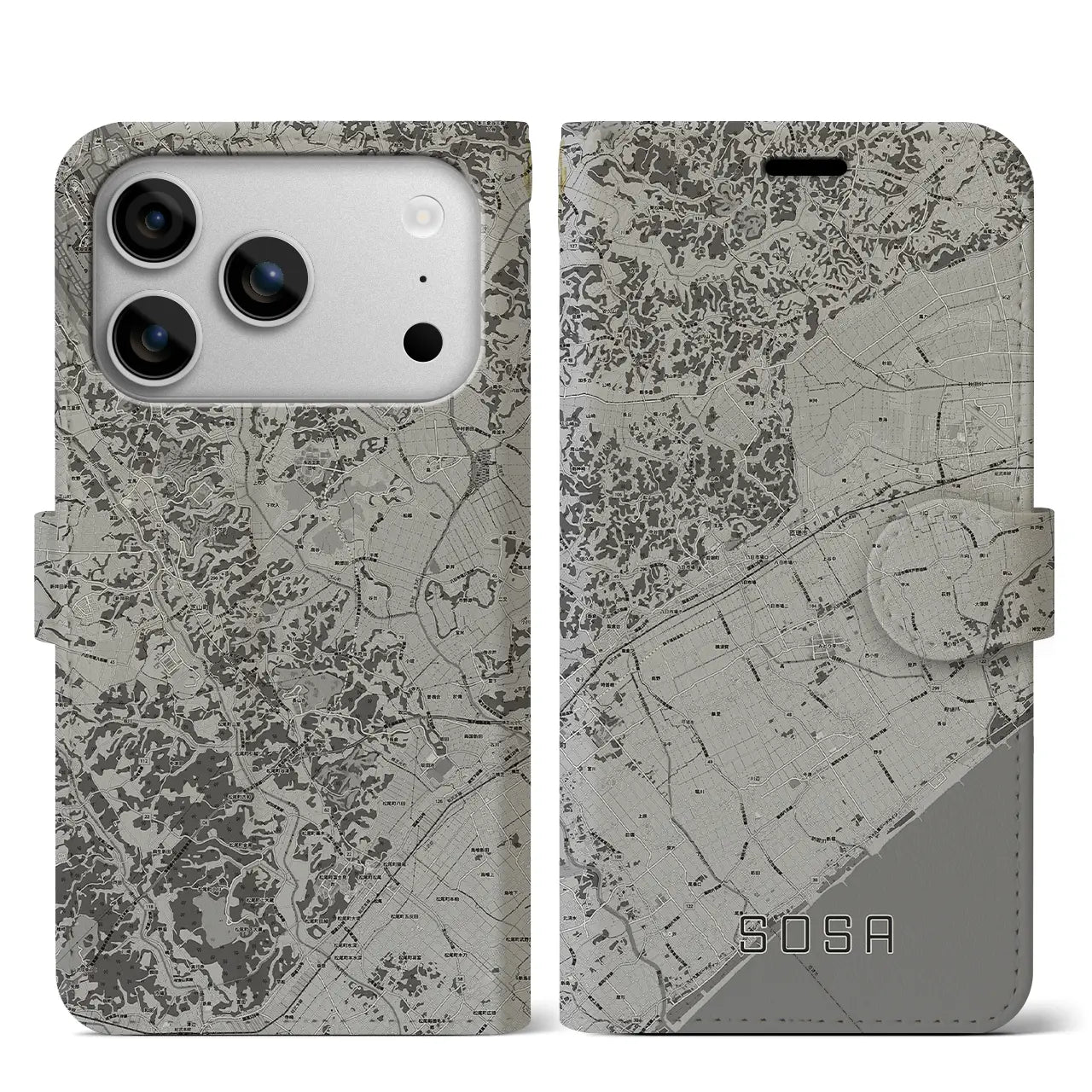 【匝瑳（千葉県）】地図柄iPhoneケース（手帳タイプ）