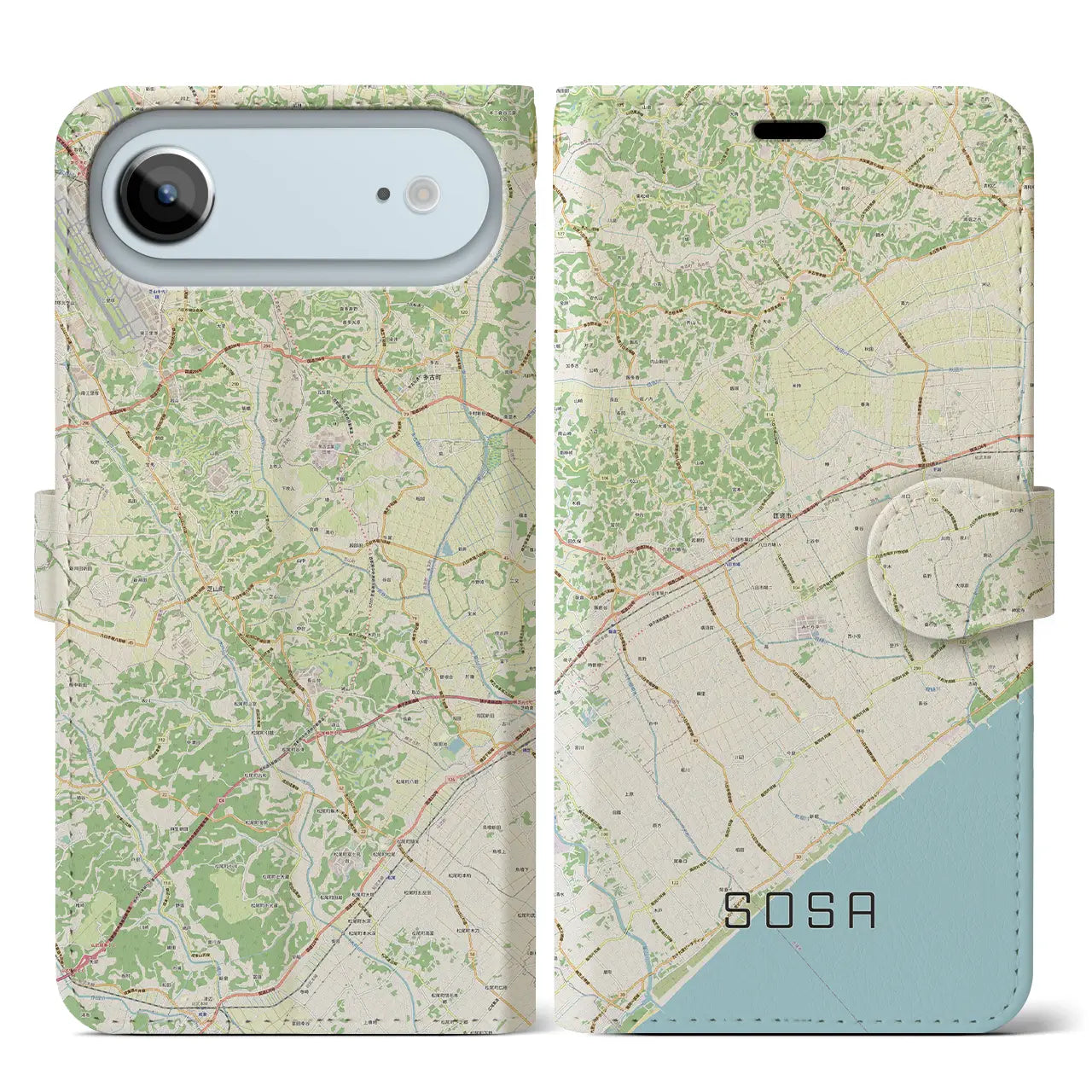 【匝瑳（千葉県）】地図柄iPhoneケース（手帳タイプ）