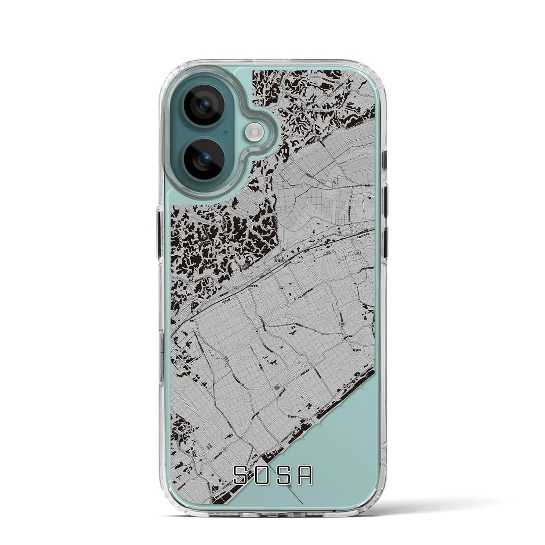 【匝瑳（千葉県）】地図柄iPhoneケース（MagSafeタイプ）モノトーン・iPhone 16 Pro 用