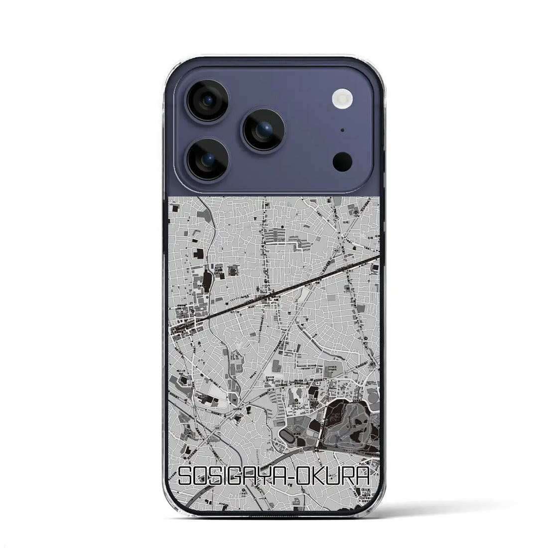 【祖師ヶ谷大蔵(東京都)】地図柄iPhoneケース(クリアタイプ)モノトーン・iPhone 17 Pro Max 用