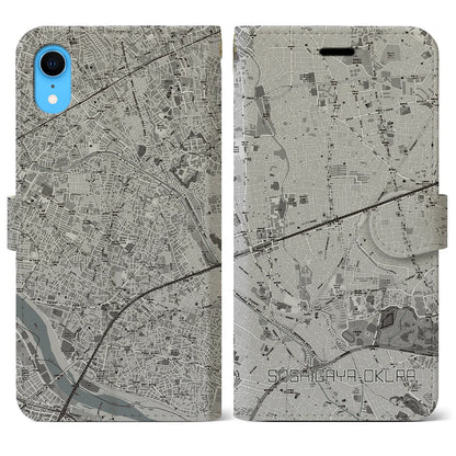 【祖師ヶ谷大蔵（東京都）】地図柄iPhoneケース（手帳タイプ）モノトーン・iPhone XR 用