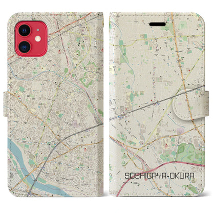 【祖師ヶ谷大蔵（東京都）】地図柄iPhoneケース（手帳タイプ）ナチュラル・iPhone 11 用