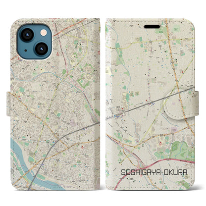 【祖師ヶ谷大蔵（東京都）】地図柄iPhoneケース（手帳タイプ）ナチュラル・iPhone 13 用