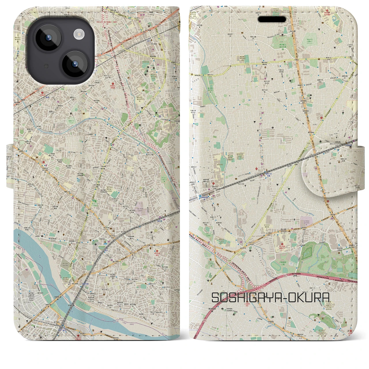 【祖師ヶ谷大蔵（東京都）】地図柄iPhoneケース（手帳タイプ）