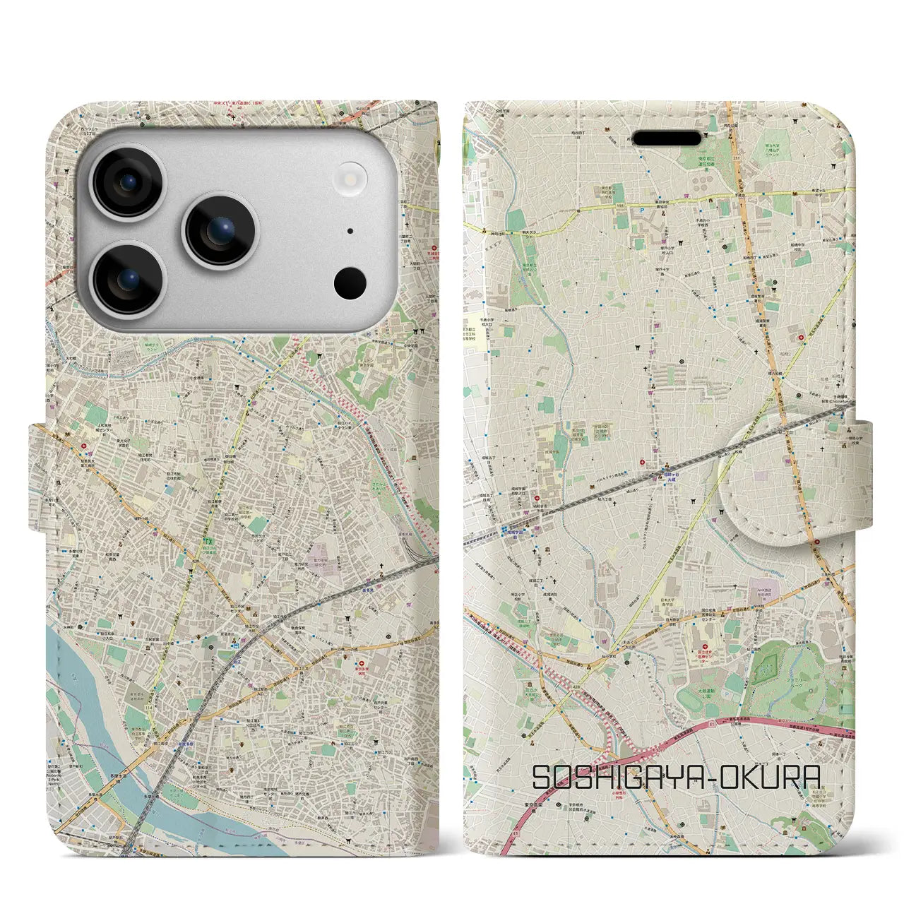 【祖師ヶ谷大蔵（東京都）】地図柄iPhoneケース（手帳タイプ）