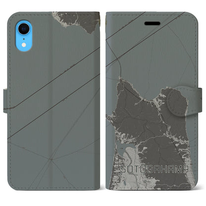 【外ヶ浜（青森県）】地図柄iPhoneケース（手帳タイプ）モノトーン・iPhone XR 用