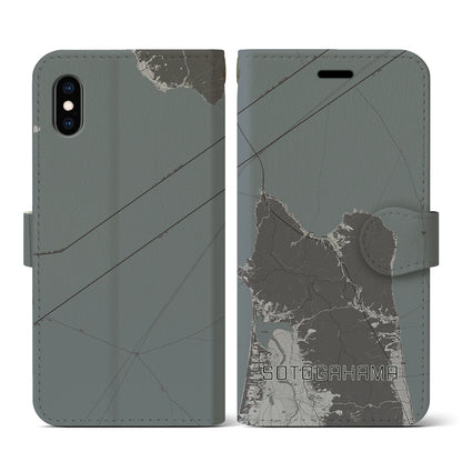 【外ヶ浜（青森県）】地図柄iPhoneケース（手帳タイプ）モノトーン・iPhone XS / X 用