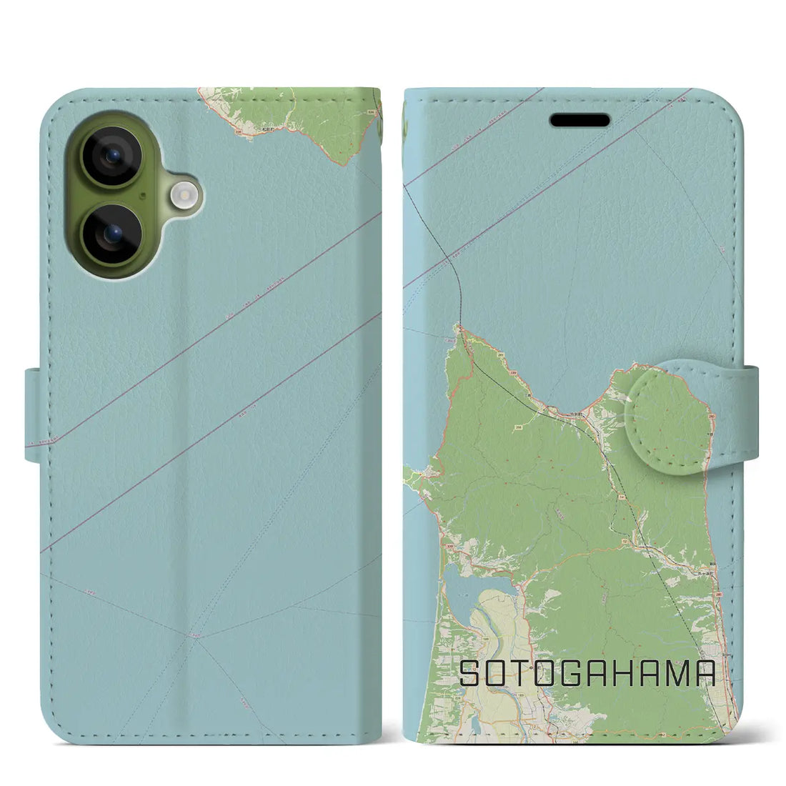 【外ヶ浜(青森県)】地図柄iPhoneケース(手帳タイプ)モノトーン・iPhone 17 Pro Max 用