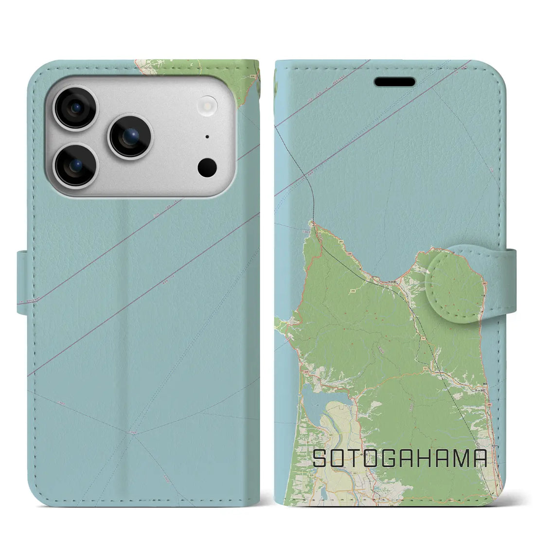 【外ヶ浜（青森県）】地図柄iPhoneケース（手帳タイプ）ナチュラル・iPhone 17 Pro Max 用