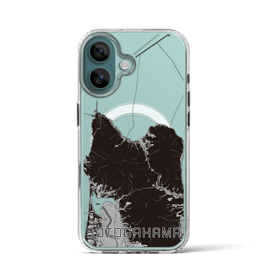 【外ヶ浜(青森県)】地図柄iPhoneケース(MagSafeタイプ)モノトーン・iPhone 16 Pro 用