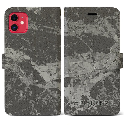 【シュピールベルク（オーストリア）】地図柄iPhoneケース（手帳タイプ）モノトーン・iPhone 11 用