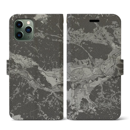 【シュピールベルク（オーストリア）】地図柄iPhoneケース（手帳タイプ）モノトーン・iPhone 11 Pro 用