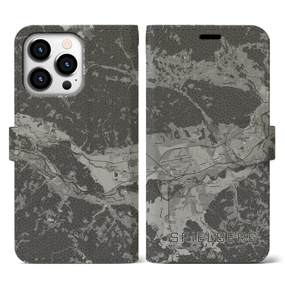 【シュピールベルク（オーストリア）】地図柄iPhoneケース（手帳タイプ）モノトーン・iPhone 13 Pro 用