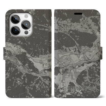 【シュピールベルク（オーストリア）】地図柄iPhoneケース（手帳タイプ）モノトーン・iPhone 14 Pro 用