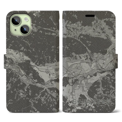 【シュピールベルク（オーストリア）】地図柄iPhoneケース（手帳タイプ）モノトーン・iPhone 15 用