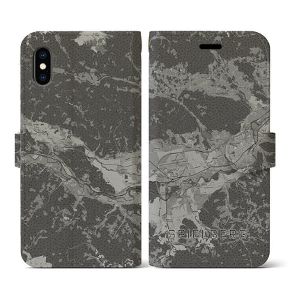 【シュピールベルク（オーストリア）】地図柄iPhoneケース（手帳タイプ）モノトーン・iPhone XS / X 用