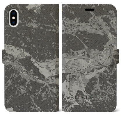 【シュピールベルク（オーストリア）】地図柄iPhoneケース（手帳タイプ）モノトーン・iPhone XS Max 用