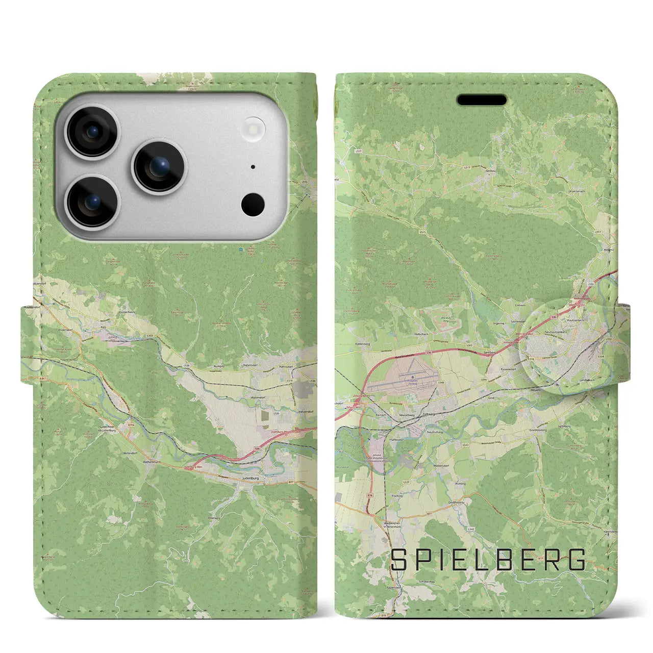 【シュピールベルク（オーストリア）】地図柄iPhoneケース（手帳タイプ）ナチュラル・iPhone 17 Pro Max 用