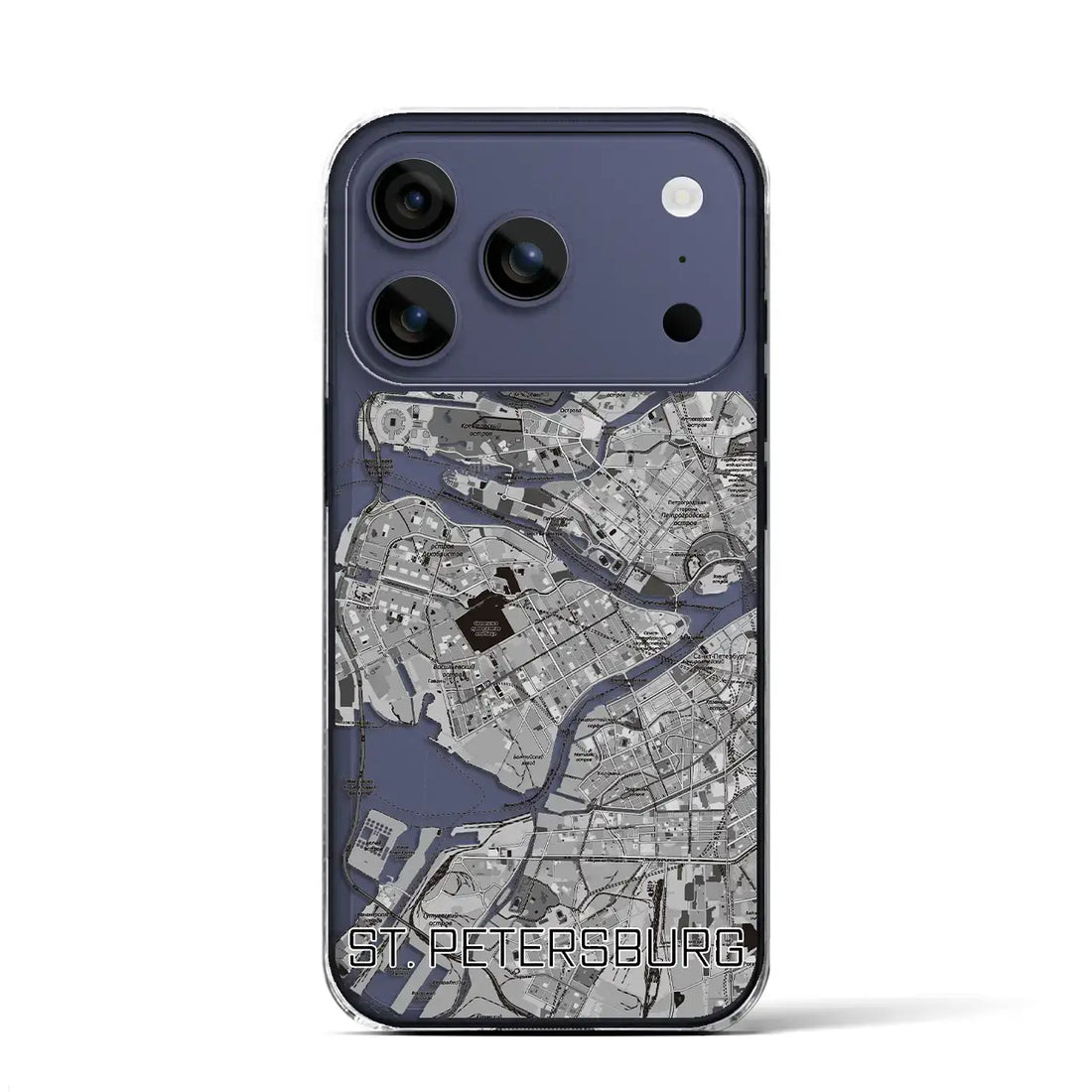 【サンクトペテルブルク(ロシア)】地図柄iPhoneケース(クリアタイプ)モノトーン・iPhone 17 Pro Max 用