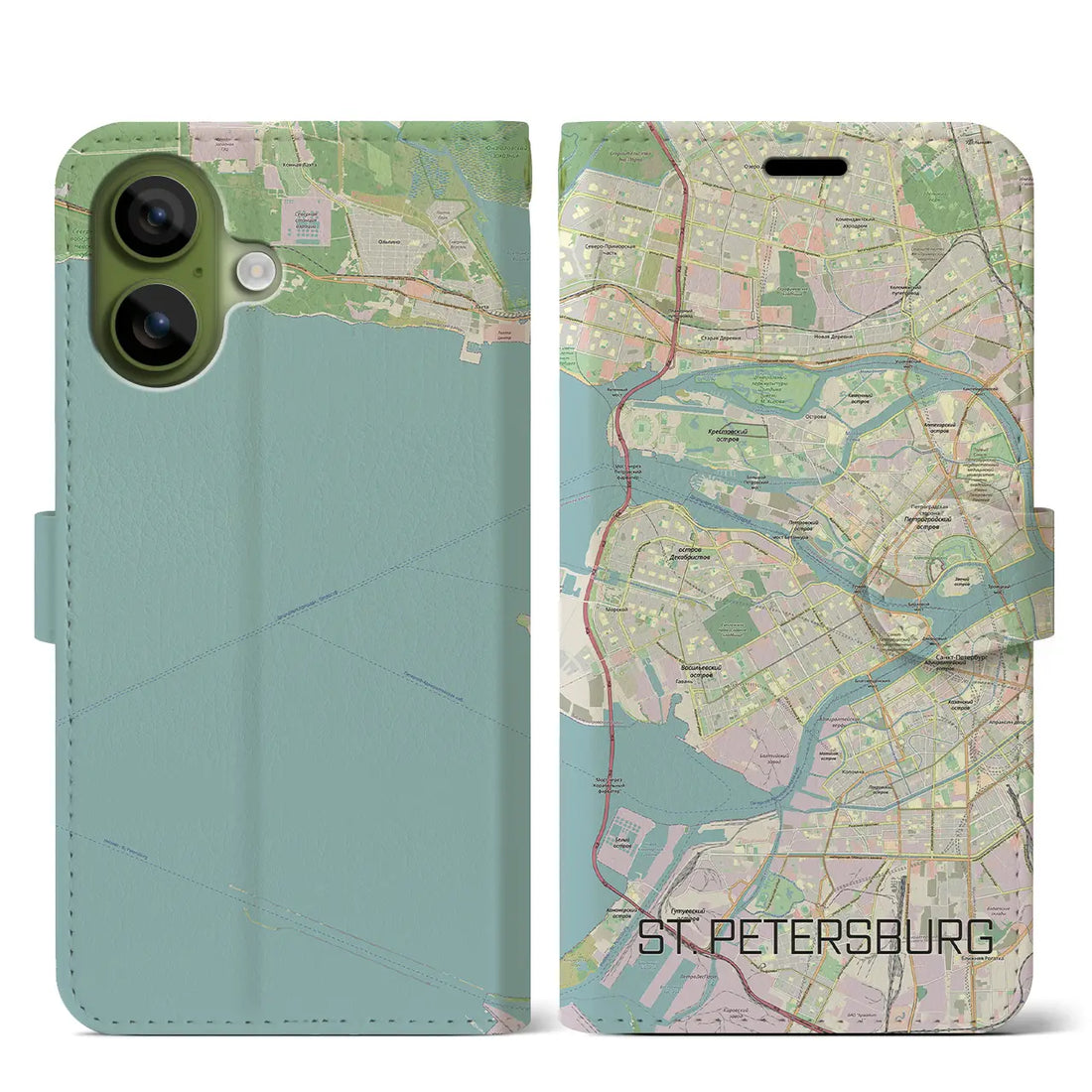 【サンクトペテルブルク(ロシア)】地図柄iPhoneケース(手帳タイプ)ナチュラル・iPhone 17 Pro Max 用