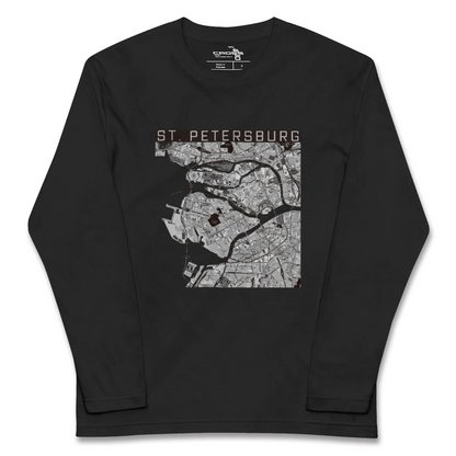 【サンクトペテルブルク（ロシア）】地図柄ロングスリーブTシャツ