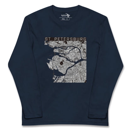 【サンクトペテルブルク（ロシア）】地図柄ロングスリーブTシャツ